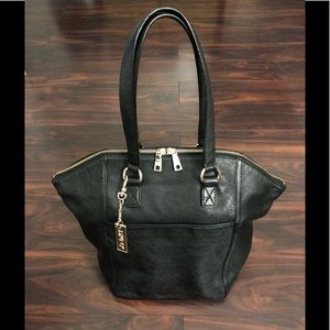 DKNY black leather shoulder bag